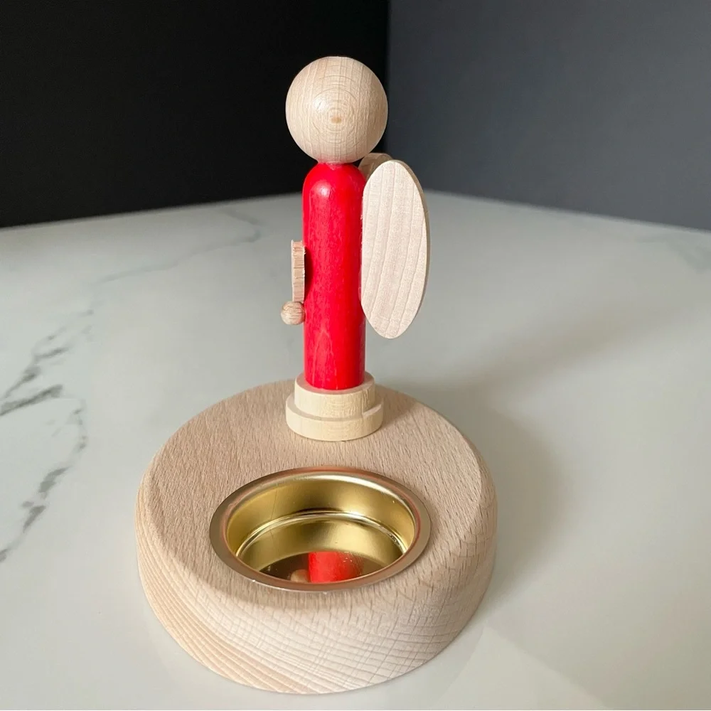 German Wood Angel Tea Light Holder